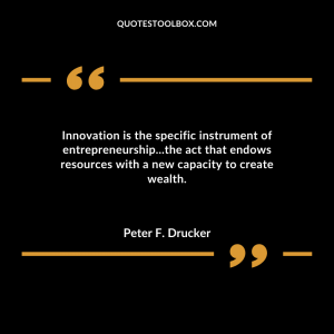 Innovation is the specific instrument of entrepreneurship...the act that endows resources with a new capacity to create wealth.