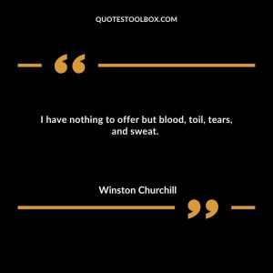 I have nothing to offer but blood, toil, tears, and sweat. 