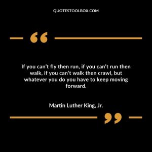If you can’t fly then run, if you can’t run then walk, if you can’t walk then crawl, but whatever you do you have to keep moving forward.