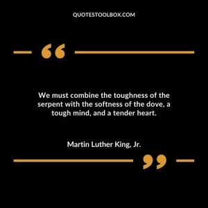 We must combine the toughness of the serpent with the softness of the dove, a tough mind, and a tender heart.