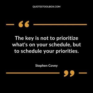The key is not to prioritize what’s on your schedule, but to schedule your priorities