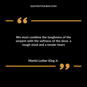 We must combine the toughness of the serpent with the softness of the dove, a tough mind and a tender heart.