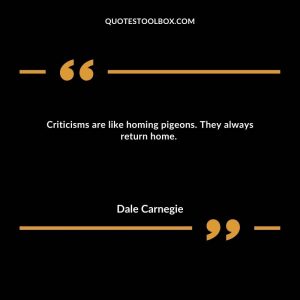 Criticisms are like homing pigeons. They always return home. 