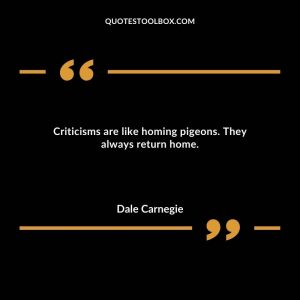 Criticisms are like homing pigeons. They always return home.