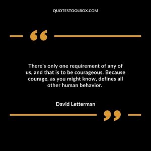 There's only one requirement of any of us, and that is to be courageous. Because courage, as you might know, defines all other human behavior.