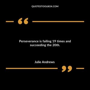 Perseverance is failing 19 times and succeeding the 20th.
