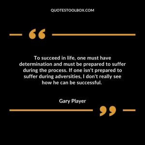 To succeed in life, one must have determination and must be prepared to suffer during the process. If one isn't prepared to suffer during adversities, I don't really see how he can be successful.