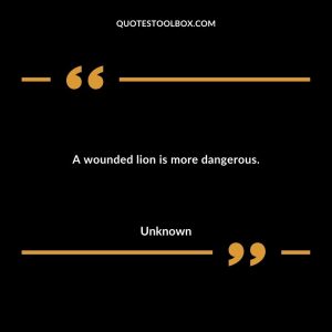 A wounded lion is more dangerous