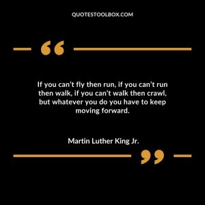 If you can’t fly then run, if you can’t run then walk, if you can’t walk then crawl, but whatever you do you have to keep moving forward.