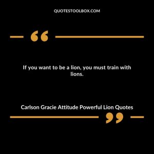 If you want to be a lion, you must train with lions