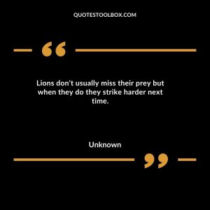 Lions don't usually miss their prey but when they do they strike harder next time
