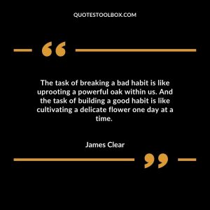 The task of breaking a bad habit is like uprooting a powerful oak within us. And the task of building a good habit is like cultivating a delicate flower one day at a time.