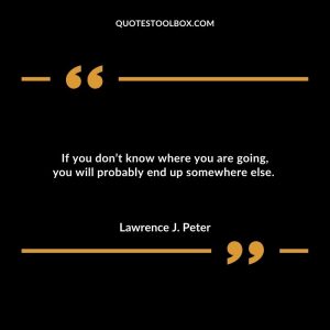 If you don’t know where you are going, you will probably end up somewhere else.
