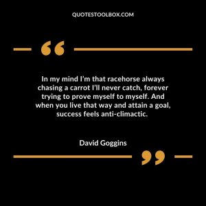 In my mind I’m that racehorse always chasing a carrot I’ll never catch, forever trying to prove myself to myself. And when you live that way and attain a goal, success feels anti-climactic. 