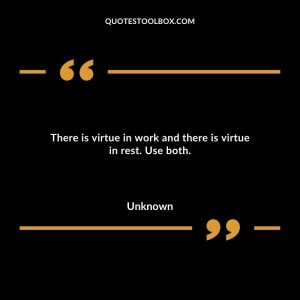 There is virtue in work and there is virtue in rest. Use both.