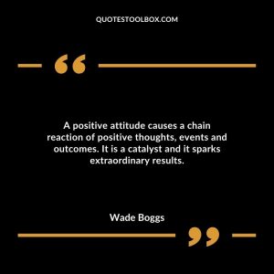 A positive attitude causes a chain reaction of positive thoughts, events and outcomes. It is a catalyst and it sparks extraordinary results.