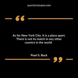 As for New York City, it is a place apart. There is not its match in any other country in the world.