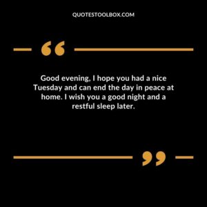 Good evening, I hope you had a nice Tuesday and can end the day in peace at home. I wish you a good night and a restful sleep later.