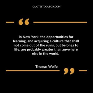 In New York, the opportunities for learning, and acquiring a culture that shall not come out of the ruins, but belongs to life, are probably greater than anywhere else in the world.