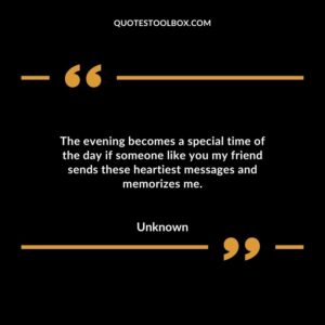 The evening becomes a special time of the day if someone like you my friend sends these heartiest messages and memorizes me.
