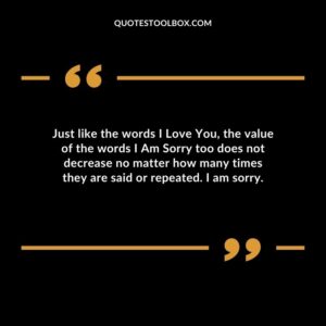 Just like the words I Love You, the value of the words I Am Sorry too does not decrease no matter how many times they are said or repeated. I am sorry.