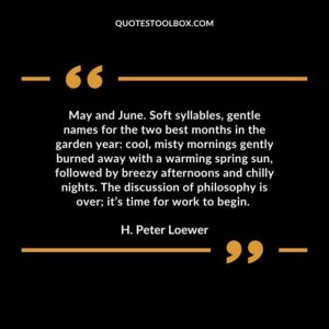 May and June. Soft syllables, gentle names for the two best months in the garden year: cool, misty mornings gently burned away with a warming spring sun, followed by breezy afternoons and chilly nights. The discussion of philosophy is over; it’s time for work to begin.