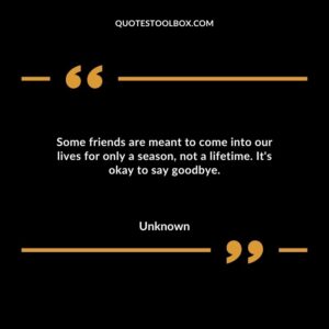 Some friends are meant to come into our lives for only a season not a lifetime. Its okay to say goodbye