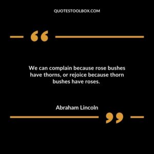 We can complain because rose bushes have thorns, or rejoice because thorn bushes have roses.