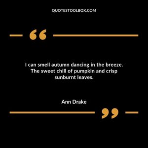 I can smell autumn dancing in the breeze. The sweet chill of pumpkin and crisp sunburnt leaves