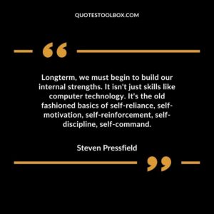 Longterm, we must begin to build our internal strengths. It isn't just skills like computer technology. It's the oldfashioned basics of self-reliance, self-motivation, self-reinforcement, self-discipline, self-command.