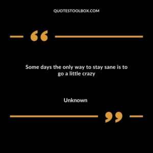 Some days the only way to stay sane is to go a little crazy