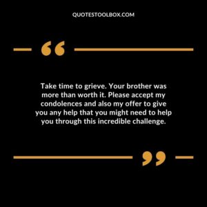 Take time to grieve. Your brother was more than worth it. Please accept my condolences and also my offer to give you any help that you might need to help you through this incredible challenge.