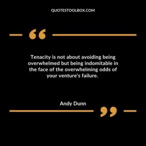 Tenacity is not about avoiding being overwhelmed but being indomitable in the face of the overwhelming odds of your ventures failure