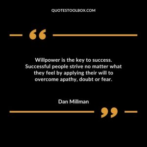 Willpower is the key to success. Successful people strive no matter what they feel by applying their will to overcome apathy doubt or fear