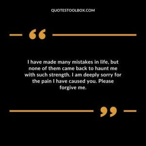 I have made many mistakes in life, but none of them came back to haunt me with such strength. I am deeply sorry for the pain I have caused you. Please forgive me