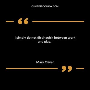 I simply do not distinguish between work and play