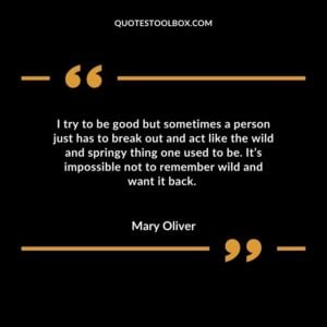 I try to be good but sometimes a person just has to break out and act like the wild and springy thing one used to be. It’s impossible not to remember wild and want it back