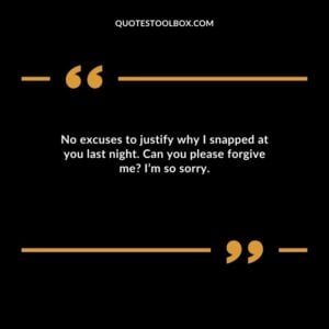 No excuses to justify why I snapped at you last night. Can you please forgive me I’m so sorry