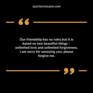 Our friendship has no rules but it is based on two beautiful things – unlimited love and unlimited forgiveness