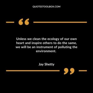 Unless we clean the ecology of our own heart and inspire others to do the same, we will be an instrument of polluting the environment