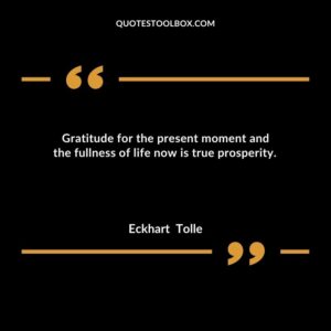 Gratitude for the present moment and the fullness of life now is true prosperity