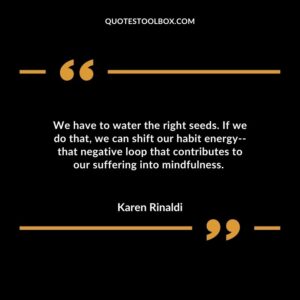 We have to water the right seeds. If we do that, we can shift our habit energy that negative loop that contributes to our suffering into mindfulness