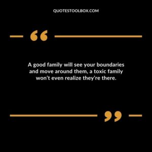 A good family will see your boundaries and move around them a toxic family wont even realize theyre there.