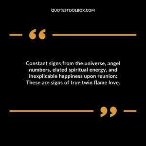 Constant signs from the universe angel numbers elated spiritual energy and inexplicable happiness upon reunion These are signs of true twin flame love.