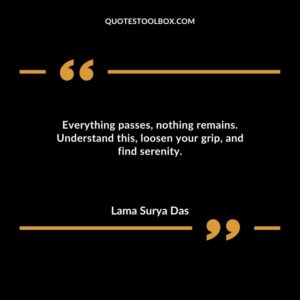 Everything passes nothing remains. Understand this loosen your grip and find serenity.