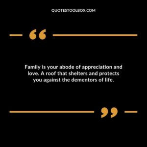 Family is your abode of appreciation and love. A roof that shelters and protects you against the dementors of life.
