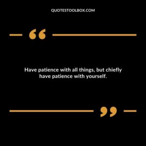 Have patience with all things but chiefly have patience with yourself.