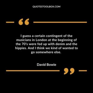 I guess a certain contingent of the musicians in London at the beginning of the 70’s were fed up with denim and the hippies. And I think we kind of wanted to go somewhere else.