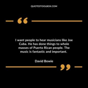 I want people to hear musicians like Joe Cuba. He has done things to whole masses of Puerto Rican people. The music is fantastic and important.
