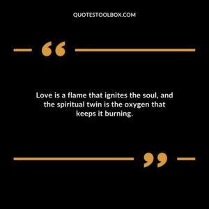 Love is a flame that ignites the soul and the spiritual twin is the oxygen that keeps it burning.